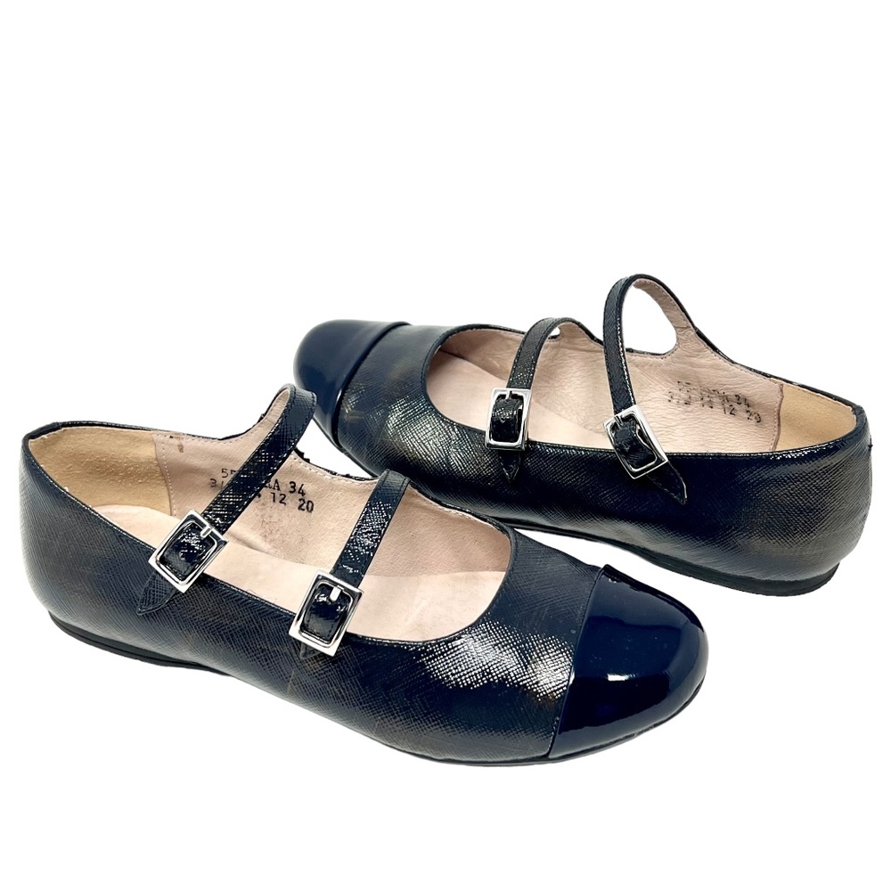 Venettini girl's 55-Sara Leather Hand Made Double Strap Mary Jane size 2.5/EU 34